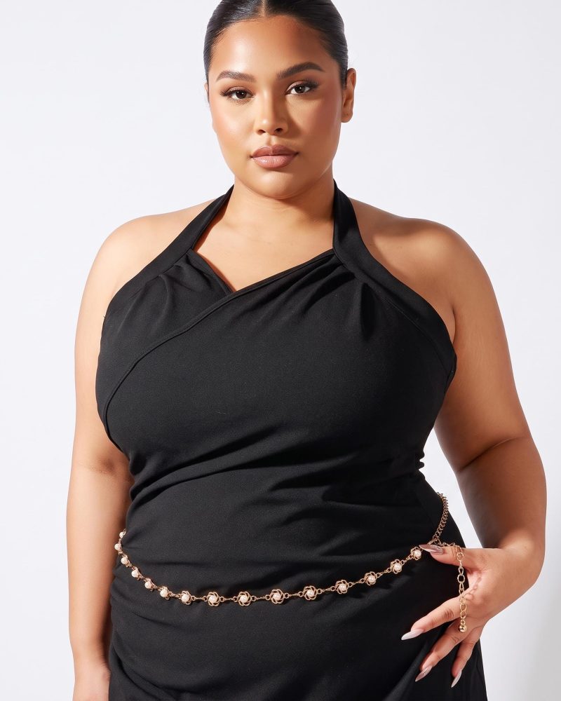 Belly Chain Plus Size Pearl Waist Chain, Floral Hollow Out Belly Chain, Girls Gold Waist Jewelry, Boho Body Chain, Summer Beach Accessory